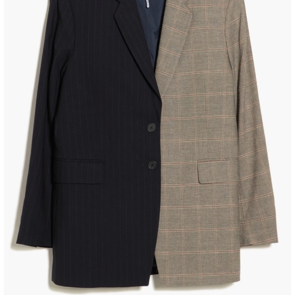 FRAME Le Mix Oversize Wool Blend Blazer - XL Navy Multi - Picture 5 of 5